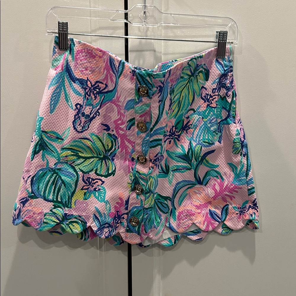 Lilly Pulitzer Pink Floral Button-Front Skort